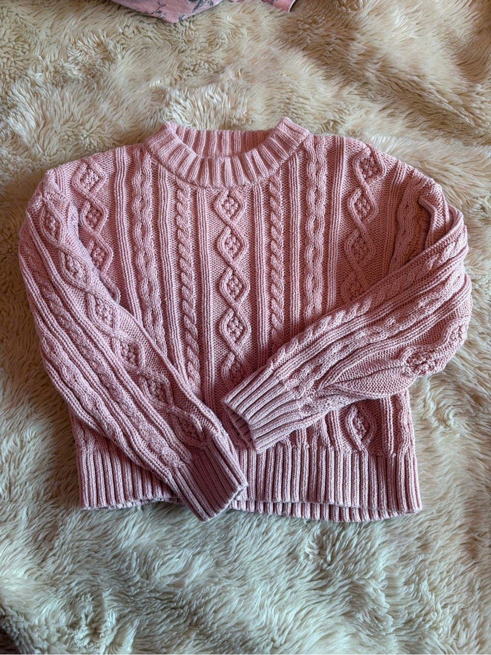 Gap x LoveShackFancy Girl’s Pink Cable Knit Sweater